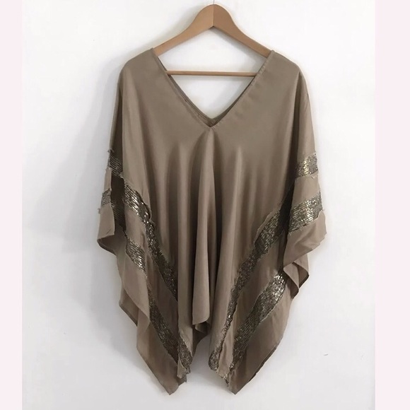 Mud Pie Tops - Mudpie sequin Top Blouse poncho one size fit all